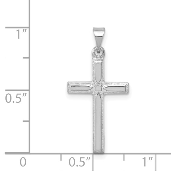 14k White Gold Hollow Cross Pendant