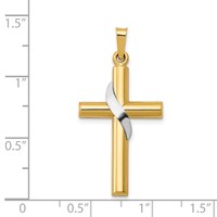 14K Two-Tone Hollow Cross Charm with Drape view 3