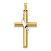 14K Two-Tone Hollow Cross Charm with Drape view 1