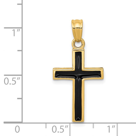 14k Black Epoxy Latin Cross Pendant
