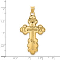 14K Yellow Gold Large Eastern Orthodox Cross Pendant view 3