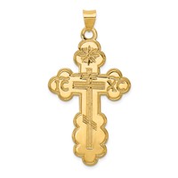 14K Yellow Gold Large Eastern Orthodox Cross Pendant view 1