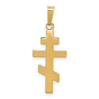 14K Yellow Gold Polished Eastern Orthodox Cross Charm view 4