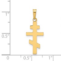 14K Yellow Gold Polished Eastern Orthodox Cross Charm view 3