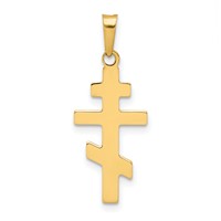 14K Yellow Gold Polished Eastern Orthodox Cross Charm view 1