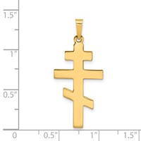 14K Yellow Gold Polished Eastern Orthodox Cross Charm view 3