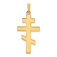 14K Yellow Gold Polished Eastern Orthodox Cross Charm view 1