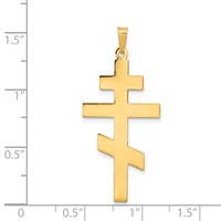 14K Yellow Gold Polished Eastern Orthodox Cross Pendant view 3