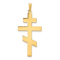14K Yellow Gold Polished Eastern Orthodox Cross Pendant view 1