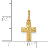 14K Yellow Gold Floral Cross Charm view 3
