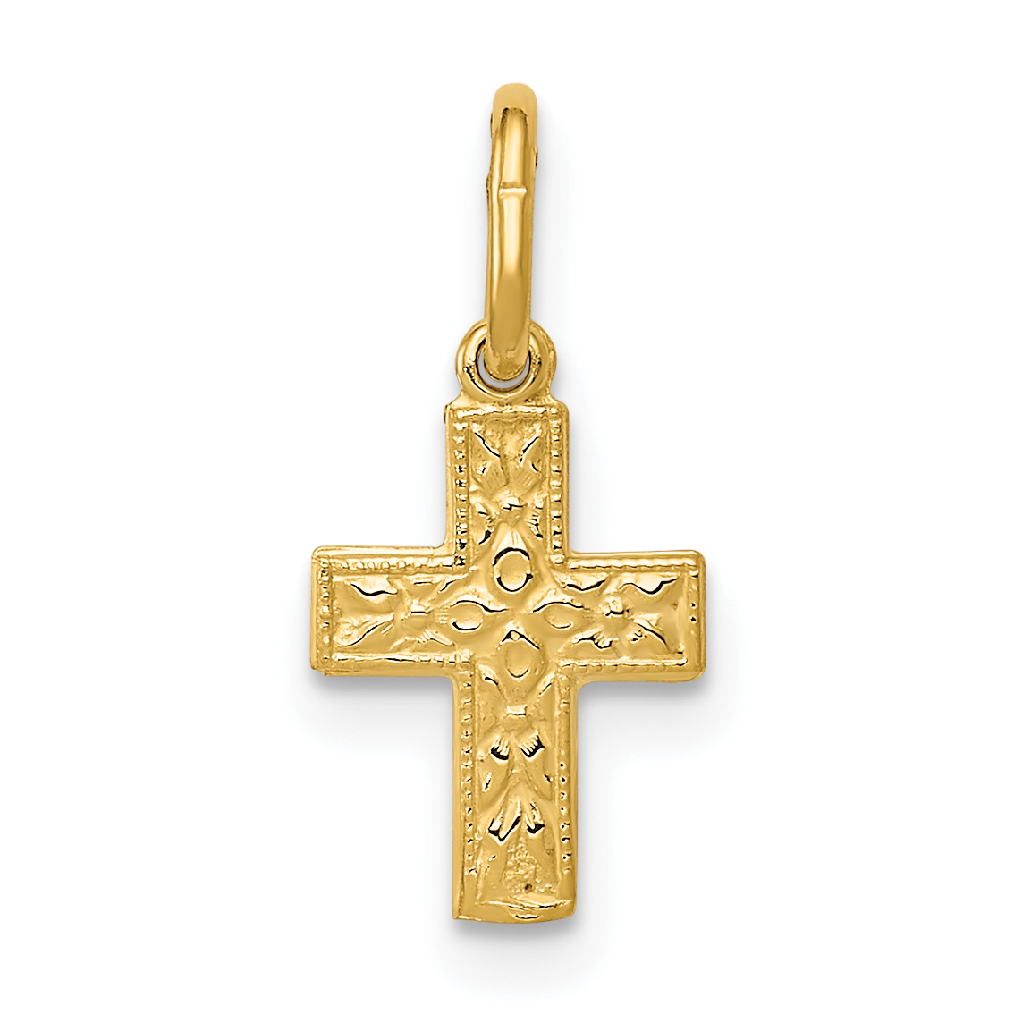 14K Floral Cross Charm (XR587)