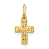14K Yellow Gold Floral Cross Charm view 1