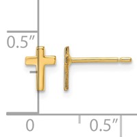 14K Yellow Gold Polished Mini Cross Post Earrings view 4