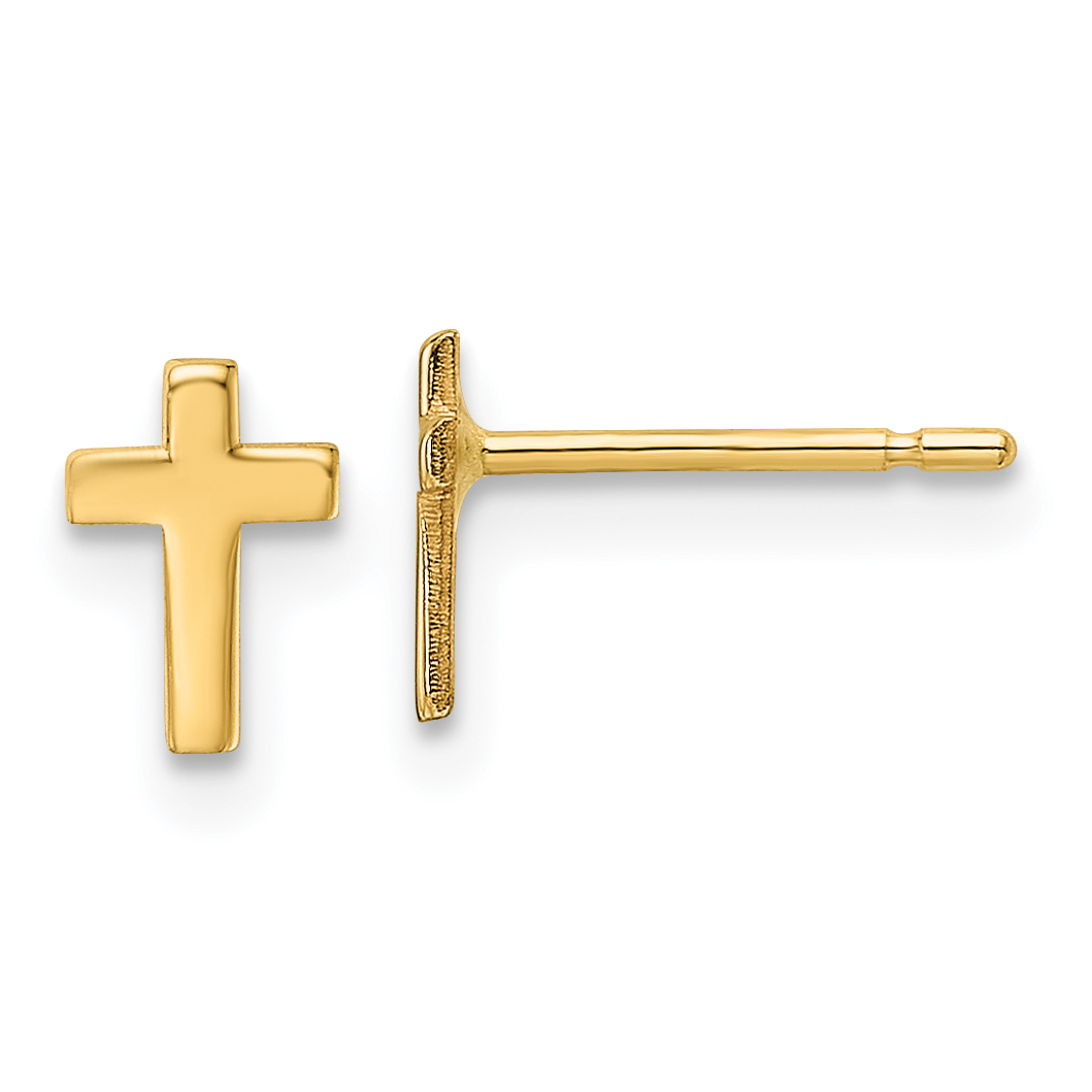 14k Polished Cross Post Earrings (XR589)