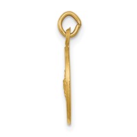 14K Yellow Gold Polished and Satin Solid Saint George Medal Round Charm view 2