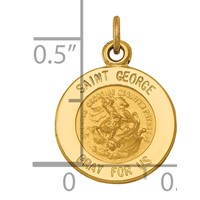 14K Yellow Gold Polished and Satin Solid Saint George Medal Round Charm view 3