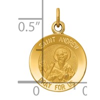 14K Yellow Gold Polished and Satin Solid Saint Andrew Medal Charm view 3