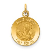 14K Yellow Gold Polished and Satin Solid Saint Andrew Medal Charm view 1