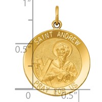 14K Yellow Gold Polished and Satin Solid Saint Andrew Medal Pendant view 3