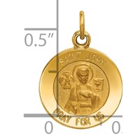 14K Yellow Gold Polished and Satin Solid Saint John Medal Round Charm view 3