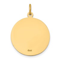 14K Yellow Gold Polished and Satin Solid Saint John Medal Round Pendant view 4