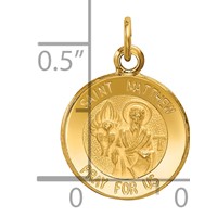 14K Polished and Satin Solid Saint Matthew Medal Round Charm view 3