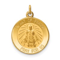 14K Yellow Gold Polished and Satin Solid Infant of Prague Medal Round Charm view 1