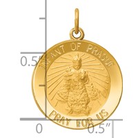 14K Yellow Gold Polished and Satin Solid Infant of Prague Medal Round Charm view 3