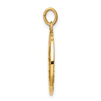 14K Yellow Gold Polished and Satin Solid Matka Boska Czestochowska Medal Reversible Round Pendant view 2