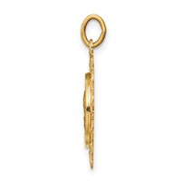 14K Yellow Gold Polished and Satin Solid Matka Boska Czestochowska Medal Reversible Scalloped Edge Round Pendant view 2