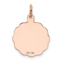 14K Rose Gold Satin and Polished Saint Christopher Medal Scalloped Edge Round Charm view 4