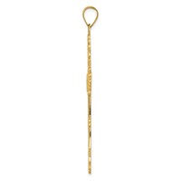 14K Yellow Gold Polished Fleur De Lis Cross Pendant view 2
