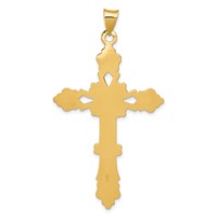 14K Yellow Gold Polished Fleur De Lis Cross Pendant view 4
