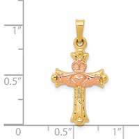 14K Two-tone Claddagh Cross Pendant view 3