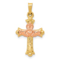 14K Two-tone Claddagh Cross Pendant view 1
