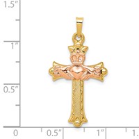 14K Two-Tone Claddagh Cross Pendant view 3