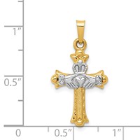 14K Two-tone Claddagh Cross Pendant view 3