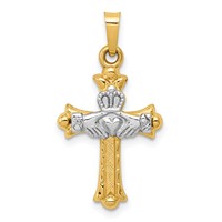 14K Two-tone Claddagh Cross Pendant view 1