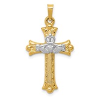 14K Two-tone Claddagh Cross Pendant view 1