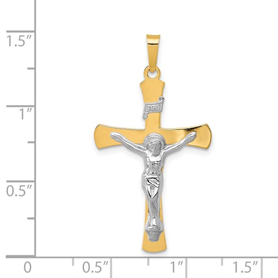 14k Two-tone INRI Crucifix Pendant