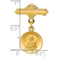 14K Yellow Gold Polished and Satin Saint Lucy Medal Pin view 3