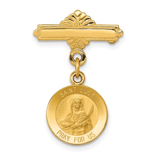 14k Saint Lucy Medal Pin