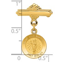 14K Yellow Gold Polished and Satin Saint John the Baptist Medal Pin view 3
