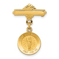 14K Yellow Gold Polished and Satin Saint John the Baptist Medal Pin view 1