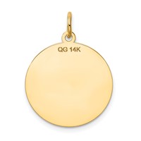 14K Yellow Gold Polished and Satin Solid Saint Jude Thaddeus Round Disc Charm view 4