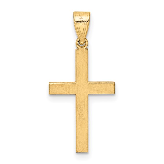 Gold Diamond Accent Flat Latin Cross Pendant