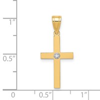14K Yellow Gold Polished .01 Carat Diamond Cross Pendant view 3