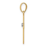 14K Yellow Gold Polished.01 Carat Diamond Cross Pendant view 2