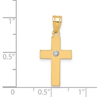 14K Yellow Gold Polished.01 Carat Diamond Cross Pendant view 3