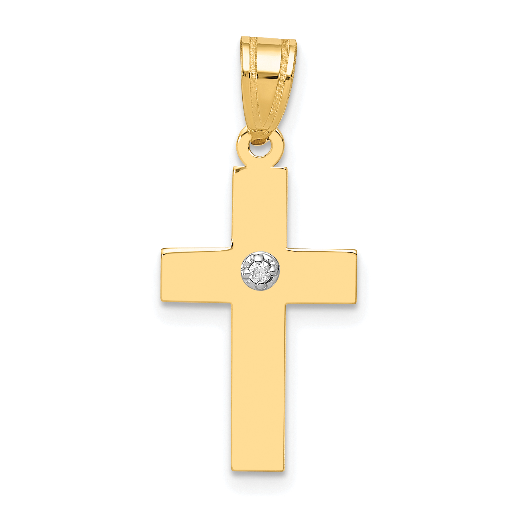 14k Polished .01ct. Diamond Cross Pendant (XR776)